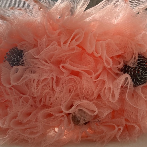 Pink Bunny Rabbit Ears Headpiece Headband Lace Beads Chiffon Ruffle